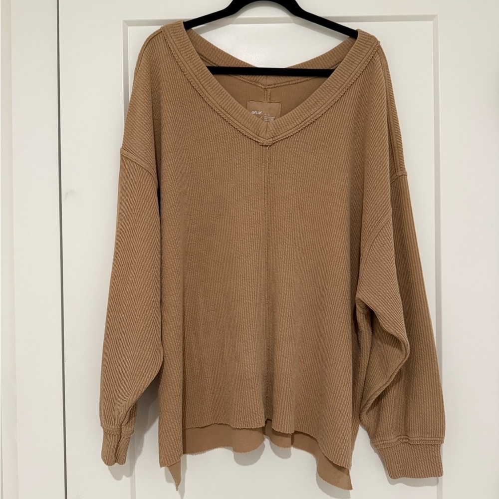 Aerie Wonder Textured V-Neck Sweatshirt